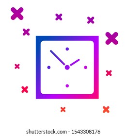 Color Clock icon isolated on white background. Time symbol. Gradient random dynamic shapes. Vector Illustration