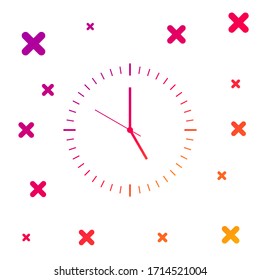 Color Clock icon isolated on white background. Time icon. Gradient random dynamic shapes. Vector Illustration