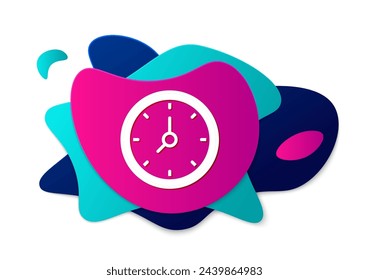 Icono de reloj de color aislado sobre fondo blanco. Símbolo de tiempo. Banner abstracto con formas líquidas. Vector