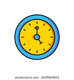 Color Clock icon isolated on white background. Time symbol. Flat filled outline style with shadow. Vector