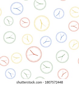 Color Clock icon isolated seamless pattern on white background. Time icon. Vector.