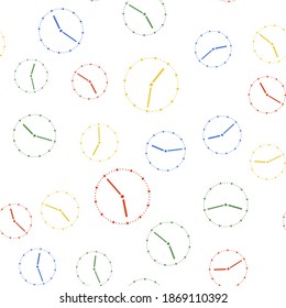 Color Clock icon isolated seamless pattern on white background. Time symbol. Vector.