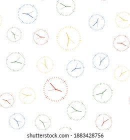 Color Clock icon isolated seamless pattern on white background. Time icon. Vector.