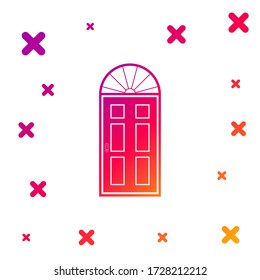 Color Closed door icon isolated on white background. Gradient random dynamic shapes. Vector Illustration