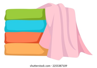 Pila de ropa de color. Icono de la caricatura de toallas dobladas