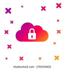Color Cloud computing lock icon isolated on white background. Security, safety, protection concept. Gradient random dynamic shapes. Vector Illustration