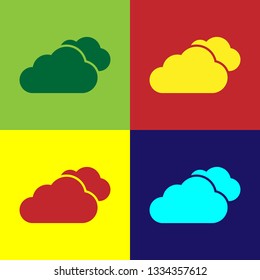 Color Cloud icon isolated on color backgrounds. Flat design. Vector Illustration