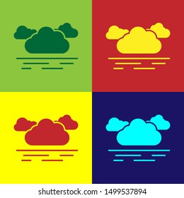 Color Cloud icon isolated on color background.  Vector Illustration