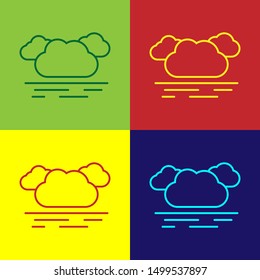 Color Cloud icon isolated on color background.  Vector Illustration