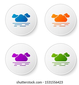 Color Cloud icon isolated on white background. Set icons in circle buttons. Vector Illustration