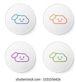 Color Cloud icon isolated on white background. Set icons in circle buttons. Vector Illustration