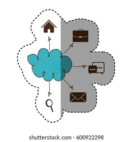 color cloud icons network service connection, vector illustration