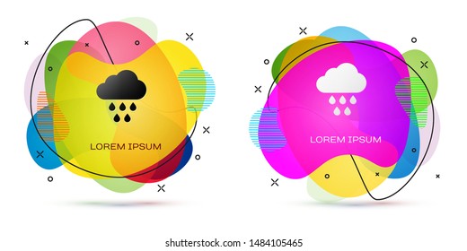 Color Cloud with rain icon isolated on white background. Rain cloud precipitation with rain drops. Abstract banner with liquid shapes. Vector Illustration