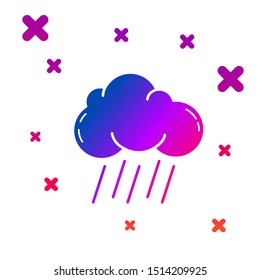Color Cloud with rain icon isolated on white background. Rain cloud precipitation with rain drops. Gradient random dynamic shapes. Vector Illustration