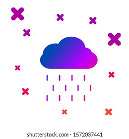Color Cloud with rain icon isolated on white background. Rain cloud precipitation with rain drops. Gradient random dynamic shapes. Vector Illustration