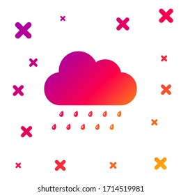 Color Cloud with rain icon isolated on white background. Rain nimbus cloud precipitation with rain drops. Gradient random dynamic shapes. Vector Illustration