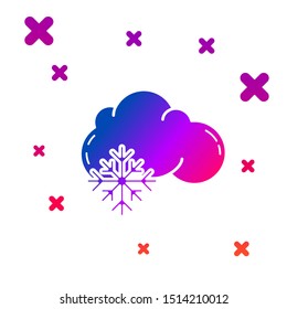 Color Cloud with snow icon isolated on white background. Cloud with snowflakes. Single weather icon. Snowing sign. Gradient random dynamic shapes. Vector Illustration