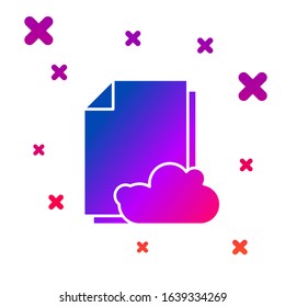 Color Cloud storage text document icon isolated on white background. Gradient random dynamic shapes. Vector Illustration