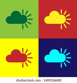 Color Cloudy icon isolated on color background.  Vector Illustration