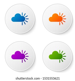 Color Cloudy icon isolated on white background. Set icons in circle buttons. Vector Illustration
