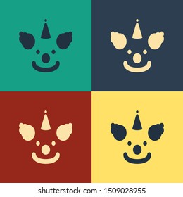 Color Clown head icon isolated on color background. Vintage style drawing. Vector Illustration