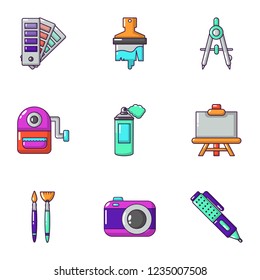 Color coating icons set. Cartoon set of 9 color coating vector icons for web isolated on white background