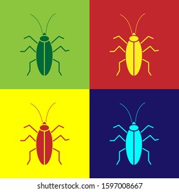 Color Cockroach icon isolated on color background.  Vector Illustration