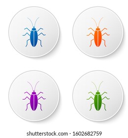 Color Cockroach icon isolated on white background. Set icons in circle buttons. Vector Illustration