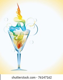 Color cocktail with abstract wave, vector eps10
