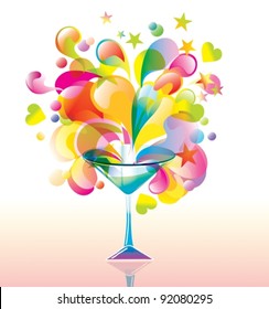 Color cocktail with great splash, vector