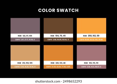 Color code pattern set, color swatch guide, solid multicolor, ground shade design concept sample