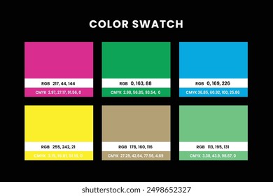 Color code pattern set, color swatch guide, solid multicolor, ground shade design concept sample