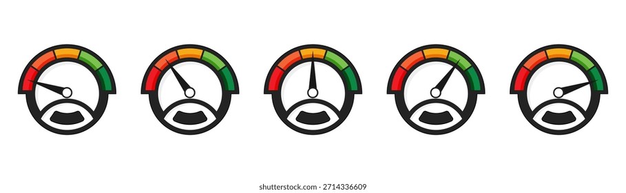 Medidores de gauge codificados por colores que muestran los niveles de rendimiento. Los indicadores claros visualizan los estados de velocidad y eficiencia