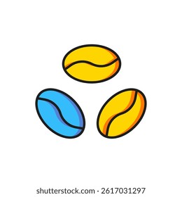 Color Coffee beans icon isolated on white background. Flat filled outline style with shadow. Vector