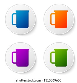 Color Coffee cup flat icon isolated on white background. Tea cup. Hot drink coffee. Set color icon in circle buttons. Vector Illustration