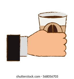 Color coffee cuppa in the hand icon, vector illustration image