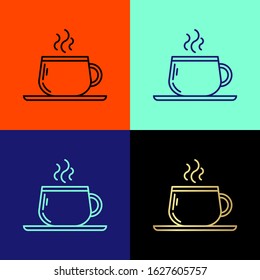 Color Coffee icon isolated on color background. Vintage style drawing. Vector Illustration