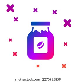 Color Coffee jar bottle icon isolated on white background. Gradient random dynamic shapes. Vector