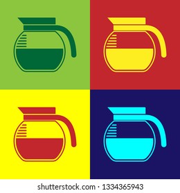 Color Coffee pot icon isolated on color backgrounds. Flat design. Vector Illustration 
