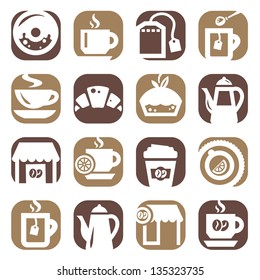 Color Coffee And Tea Icons Set Created For Mobile, Web And Applications.