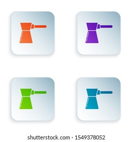 Color Coffee turk icon isolated on white background. Set icons in colorful square buttons. Vector Illustration