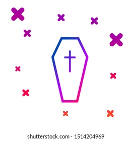 Color Coffin with christian cross icon isolated on white background. Happy Halloween party. Gradient random dynamic shapes. Vector Illustration