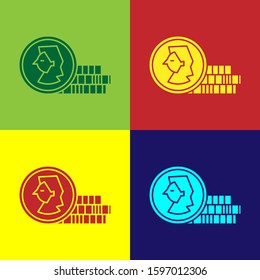 Color Coin for game icon isolated on color background.  Vector Illustration