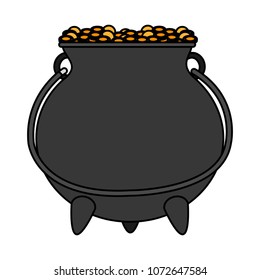 color coins inside pot cauldron to st patrick event