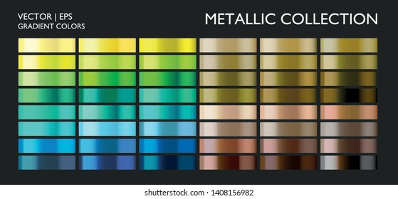 Color collection  Metallic blue  green  yellow  olive  brown  bronze colorful palette set  Gradient background template for screen  mobile  banner  label  tag  packaging  print  