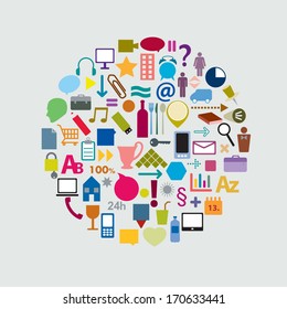 Color collection of modern  icon. Business, shopping and social media communication. 