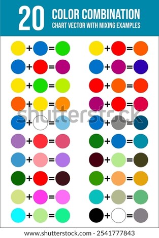 Color Combination Chart Vector with Mixing Examples