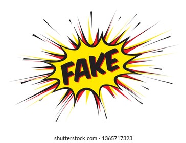 Color comic speech bubble and banner with text fake. Vector Illustration and graphic elements.