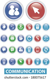 conjunto de botões brilhantes de comunicação de cores, vetor