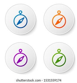 Color Compass icon isolated on white background. Windrose navigation symbol. Wind rose sign. Set icons in circle buttons. Vector Illustration